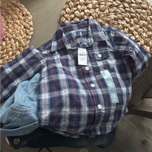 GAP Blue and Red Plaid Kids Button-Down Shirt
